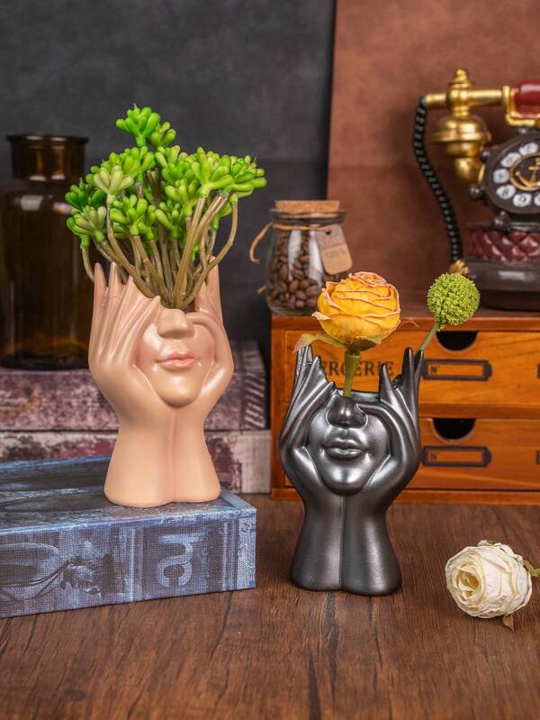 1pc Nordic Creative Face Shaped Flower Vase Decor, Simple Living Room, Entrance, TV Cabinet Home Decoration