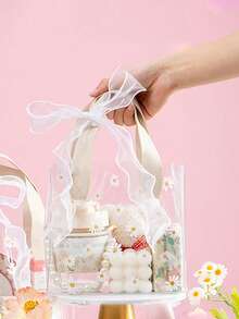 10-1pc Simple Double Handle Waterproof Flower Gift Tote Bag, Foldable Flower Bouquet Packaging Hand Carry Bag, Delicate Flower Box With Handle For Gift Wrapping, Small PVC Bag, Mini Transparent Gift Bag With Handle, Plastic Gift Bag With Handle Transparent Handbag, Rectangular Wedding Gift Packaging Bag - Multicolor - View 19