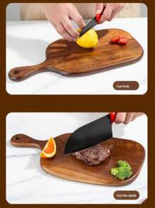 1pc Rosewood Cutting Board - Wooden Kitchen Chopping Board, Dining Table Decor, Fashionable Long Handle, Solid Wood, For Meat, Cheese, Bread, Vegetables And Fruits - Charcuterie Cheese Board, Perfect For Food Slicing And Displaying, Outdoor Picnic Camping Portable Cutting Board, Essential For Modern Country Kitchen. Ideal Gift For Valentine's Day