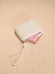 Straw Coin Purse, Girl Young Student Small Wallet Handbag Card Holder - Multicolor - View 2