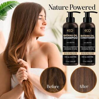 Batana 洗发水和护发素套装，滋养头发和头皮，使头发光滑柔软，保湿滋润头发，修复干燥头发，强韧头发，防毛躁，生物素护发素，丰盈强化 - 保湿丝滑洗发水，适用于男女稀疏头发