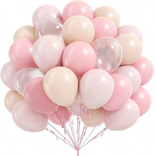 20pcs/40pcs 10" (25.4cm) Pink Balloons, Vintage Beige Balloons, Clear Balloons Set, Suitable For Birthday, Wedding, Mother's Day, Graduation Decor, Back To School, Engagement, Bridal Shower, Balloon Decoration, Balloon Party, Photo Background Prop, Still Life Decoration