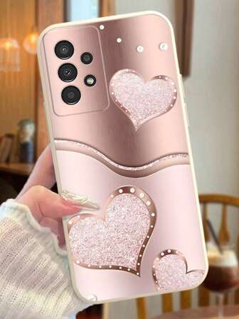 Perforated Edged Metal Texture Love Pearl Painted Anti-Drop Phone Case Compatible With Samsung S23, S24, S25, S24 Plus, S25 Plus, A56 A36 A26 / For A134G A22 A21S A514G A52 S22 Ultra A335G, Compatible With Xiaomi 13, Xiaomi 13 Pro, Xiaomi 14, Xiaomi 15, Xiaomi 15 Pro, Redmi 10, Redmi Note 11 4G, Redmi 11 Lite, Phone Case/Cover Waterproof Shockproof Scratch Resistant