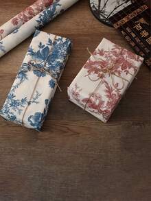 5张复古牡丹花礼品包装纸，节日礼品装饰纸，惊喜生日礼品包装纸，婚礼礼品包装纸，节日礼品包装纸 - 彩色 - 查看 6