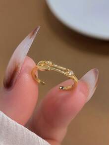 1PC S925 Sterling Silver Simple Delicate Paperclip Diamond Toe Ring Adjustable Toe Ring For Summer Beach Wear - Paper Clip Ring - View 2