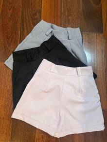 H MODA KIT 3 Simple Casual Women's Tailored Shorts With Bag And Zipper On The Side - 灰色 - 查看 2
