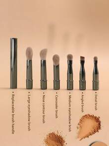 6pcs Mini Travel Makeup Brush Set With Transparent Storage Box - Multifunctional Makeup Kit, Includes Foundation Brush, Nylon Bristles, Metal Handles, Suitable For All Skin Types - Fragrance-Free Face Contour Brush, Concealer Brush, Eyeshadow Brush And Eyebrow Brush, Including Eyebrow Brush, Eyeshadow Brush, Spiral Brush, Etc. - Cadet Blue - View 4