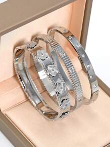 Brazalete estilo pulsera con flor chapado en oro de 18K de acero inoxidable, incrustado con circonita cúbica, impermeable, joyería de muñeca de estilo europeo y americano para mujer, adecuado para uso casual, boda, fiesta, regalo del Día de San Valentín
