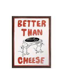 1pc Canvas Print Poster With Removable Frame, Multiple Sizes Available, Cute Cartoon Mouse Design, "Music Is Better Than Cheese" Modern Stylish Creative Wall Art Decor For Living Room, Bedroom, Hallway, Up To 60*90cm, Wood Magnetic Hanging Scroll Frame, Art Gift, Home Decor, PVC Tube Safe Packaging