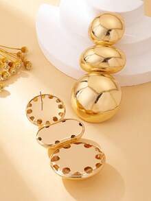 1 Pair Fashion Rough Style Transparent Surface Earrings - Gourd Gold-brushed - View 5