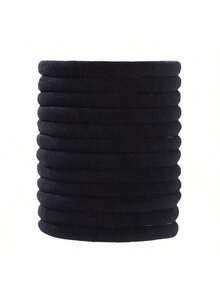 200/10 件女士百搭黑色高弹力发圈，柔软发带，百搭优雅的设计，简约风格，适合日常穿着、休闲、派对、通勤、度假、洗脸、淋浴、化妆、发型设计、搭配服装、发圈 - 黑色 - 查看 10