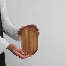 1 pieza Bandeja de madera, plato para comida, bandeja de servicio multiusos, apta para uso en el hogar, restaurante y fiestas, bandeja para desayuno, bandeja para pasteles, bandeja para pan, bandeja de cocina, bandeja para juegos de té, cocina