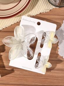 3er-Set glänzende gelbe Farbverlauf Plumeria Haarklammern, Strandstil Accessoires für Pony & Haarstyling, Frühlings-/Sommer-Haarklammer, Haarklemme, Haarspange
