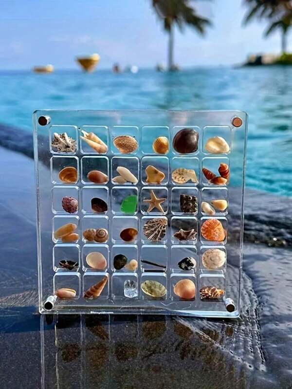 36 Fächer klarer Acrylbehälter für Muscheln, Miniatur Stein Meereszenen Ausstellungsbox, dekorativer Aufbewahrungsraum für Seesterne, Muscheln, Edelsteine und Basteleien - multifunktionale Aufbewahrungsbox mit sicherer Magnetverschluss