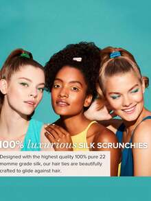 SUNCDELV SLIK 2pcs 100% Mulberry Silk Hair Scrunchies, High Quality Hair Ties (22mm), Women & Girls Hair Accessories, Pink Gift Box Ponytail Holder - Multicolor - View 5