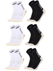 6 Pairs Thick Sole Mid-Calf Sports Socks - Mesh Breathable, Dotted Anti-Slip Design, Suitable For Outdoor Sports, Football Training, Workout, Running - Multicolor - View 9