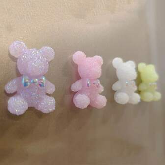 10 Stücke/5 Stücke kreative Blütenblatt Bären Harz Accessoires, Kühlschrankmagnet und DIY können frei kombiniert werden; Verschiedene Designs; geeignet für alle Handwerksliebhaber, passend als handgemachtes Geschenk in der Abschlussfeierzeit.