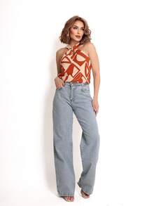 Duna Women's Tank Top Twist Front And Back Basic - Brown - View 2