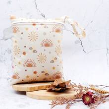 2 Pcs Digital Prints Cloth Diaper Bag Set Zipper Pocket Multi-Functional Washable Bags, For Travel Storage Wet Bags - Multicolor - View 3