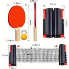 1/2 Sets Table Tennis Racket Set, Portable Table Tennis Set With Retractable Net, Paddles, Balls, Random Color Table Tennis Balls, Suitable For Competition, Daily Leisure, Training, Home Entertainment Games - Multicolor - View 3