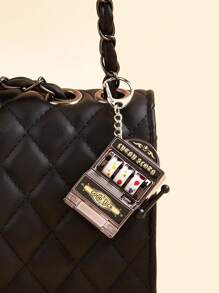 1 pièce Mini machine à sous drôle et mignonne porte-clés pendentif machine à sous avec rouleau tournant et porte-clés pour cadeaux de vacances, décorations de gâteau d'anniversaire, fournitures de fête, porte-clés de sac, pendentif de perle, petit cadeau, accessoires de voiture, breloques de sac à dos pour l'école