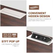 Mesa auxiliar con 2 cajones y estación de carga, con puerto Tipo C, USB y tomas de corriente, gabinete de almacenamiento de madera, mesa lateral grande - 1 - Ver 5