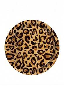 8pcs Leopard Print Plates And Napkins Party Supplies Brown Cheetah Print Birthday Decorations Tableware Plate Napkin For Wild Animal Leopard Theme Birthday Party Decorations,School Supplies