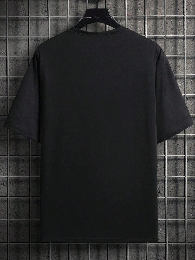 Camiseta de manga corta con estampado gráfico de calavera Manfinity BRENVOR para hombres, para salir, para amigos X9KW - Negro - Añade 2