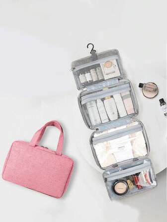 Borsa da toilette appendibile con grande capacità, impermeabile, ripiegabile, borsa da viaggio per cosmetici, organizzatore per trucchi, borsa per cosmetici, borsa da viaggio per trucchi, borsa per il trasporto di trucchi e articoli da toeletta, borsa organizer multifunzione per trucchi, ideale per spiaggia, vacanze, viaggi di lavoro, scuola, ufficio