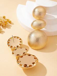 1对时尚粗犷风格透明表面耳钉