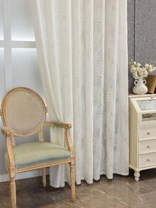 1 perdea transparentă jacquard cu imprimeu floral, material opac ușor 100% poliester, lavabilă, cu buzunar pentru tijă și legături în partea de sus, decor modern, potrivită pentru camera de zi, pe tot parcursul anului - alb - Vizualizare 7