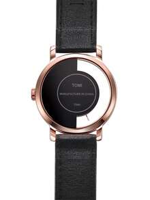 1pc TOMI Men's Minimalist Fashion See-Through Bottom Half-Face Leather Belt, Suitable For Daily Life, Holidays, Back To School, Halloween Gifts - Black - View 3