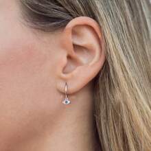 1 Par de Brincos Pingente Olho de Demônio de Prata de Lei 925, Design de Cubic Zircônia Azul, Joias Banhadas a Ouro 18K Hipoalergênicas, Vintage Personalizado Adequado para Uso Diário, Festa ou Presente, Acompanha Caixa de Presente