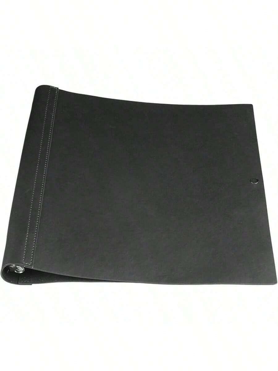 Carpeta organizadora de 3 anillos de piel sintética para papel de 8.5 x 11 pulgadas, carpeta de portafolio de piel sintética vintage para oficina, hogar, documentos, fotos, diario, suministros (Negro) - Negro - Ver 1