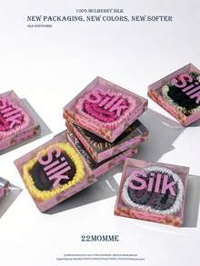 SUNCDELV SLIK 2pcs 100% Mulberry Silk Hair Scrunchies, High Quality Hair Ties (22mm), Women & Girls Hair Accessories, Pink Gift Box Ponytail Holder - Multicolor - View 10