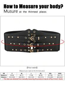 1 Stück Damen Schwarzer Punk Elastischer Taillengürtel, Gothic Stil Breiter Taillenformer, geeignet für den täglichen Gebrauch als Damenkorsettgürtel für Kleider, Taillentrainer zur Taillenformung und Bauchkontrolle