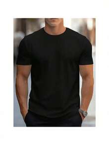 Kit Of 3 Men's Plain T-Shirts Premium Combed Mesh 100% Cotton Basic Summer - White - View 4