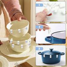 10PCS Dutch Oven Lid Protector Clips,Silicone Cookware Protectors For Stacking,Silicone Replacement Pan Clips,Pot Lid Flexible Bumpers Lifter Accessories For Stacking Pans Display Of Dutch Oven Pots - trắng - Xem 4