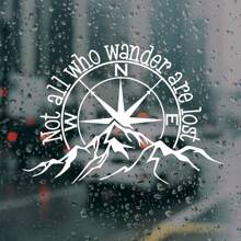 Not All Who Wander Are Lost Vinyl Car Decal | Outdoor Waterproof Mountain Compass Sticker For Car Truck Laptop Tumbler And RV Camper Trailer Caravan