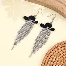 一对水钻流苏牛仔帽耳环 - 牛仔流蘇耳環 - 查看 7