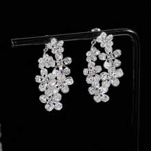 1 Pair Floral Earrings, Fashionable Hoop Earrings With Zirconia Flower, Front And Back Wear, Elegant And Versatile Earrings