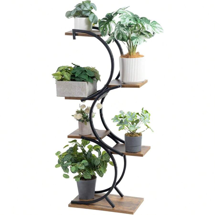 4 Tier Plant Stand Indoor, Space-Saving Planter Shelves Flower Pot, Tiered Wrought Metal Flower Shelf Plants Holder Display Rack, Flower Pot Holder Shelf For Living Room, Patio, Balcony - 雙S - 查看 1