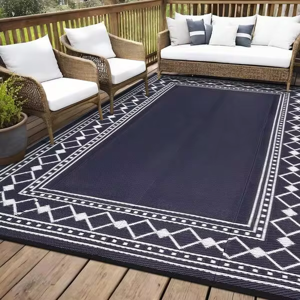 Ataucjin Outdoor Rug 8x10 Plastic Straw Rug Waterproof Patio Rug,Reversible Rug,Foldable Lightweight Outdoor Carpet With Storage Bag,4 Stakes,Outdoor Mat Reversible Camping Carpet Camping Mat For Deck,Garden