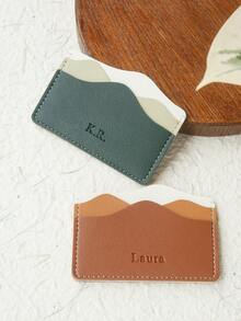 Takeoak 1pc Customized Name Card Holder, Personalized Letter Combination Credit Card Wallet, Minimalist Thin Card Case Inspired By Natural Mountains And Seasons, Faux Leather Material, Ultra-Thin Front Pocket Wallet, Can Store ID Cards, Cute And Fun Slim Card Organizer - Multicolor - View 7