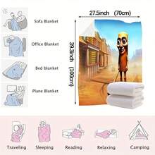 1PC Parody "Tungtungtung Sahur" Printed Flannel Wool Blanket, Machine Washable, Soft And Smooth, Digitally Printed, Knitted Fabric, 100% Polyester Fiber, Suitable For Napping, Camping, Sofas, Beds, Travel, Ideal Gift For Friends And Brothers - Multicolor - View 9