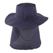 Chapéu Camuflado Pescador Pesca Sol Proteção Nuca Pescoço - Azul-escuro - Visão 3