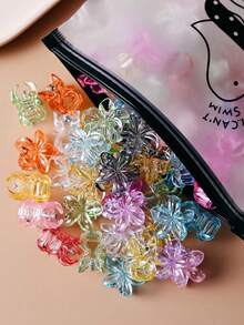 20 piezas de pinzas para el cabello con flores transparentes, accesorios para el cabello minimalistas y lindos para sujetar el flequillo y los laterales - Multicolor - Ver 1