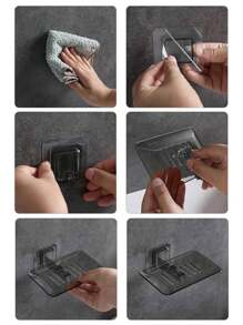 1pc Punch-Free Adhesive Soap Holder With Slotted Drain, Wall Mount Soap Case For Bathroom Sink And Shower, Efficient Water Draining Soap Bar Tray, Easy To Attach Strong Suction Soap Dish, Contemporary Design Soap Organizer, Durable And Practical Bathroom Accessory. Back To School