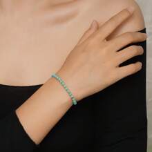 1pc Fashion Minimalist Versatile Stainless Steel & Natural Stone Bracelet, Multi-Color Options Suitable For Women Daily Wear