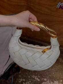 2025新款编织鸟巢包女小众个性高级感手提包精致百搭单肩斜挎包 - 米色 - 查看 2